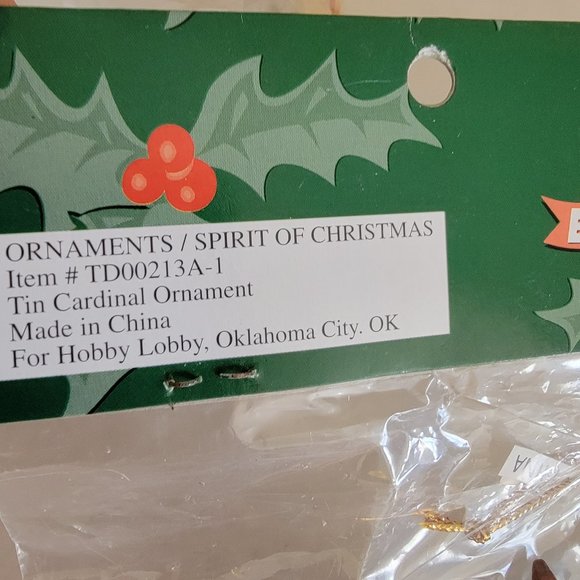 6 Hobby Lobby Christmas Season Shop Tree ornaments Gold Trumpet Red Cardinal Lot - Picture 7 of 11